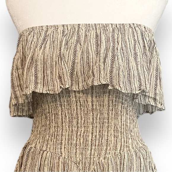 Anthropologie Promesa Size L Strapless Mini Dress Romper Ruching Cream Gray - Picture 2 of 13